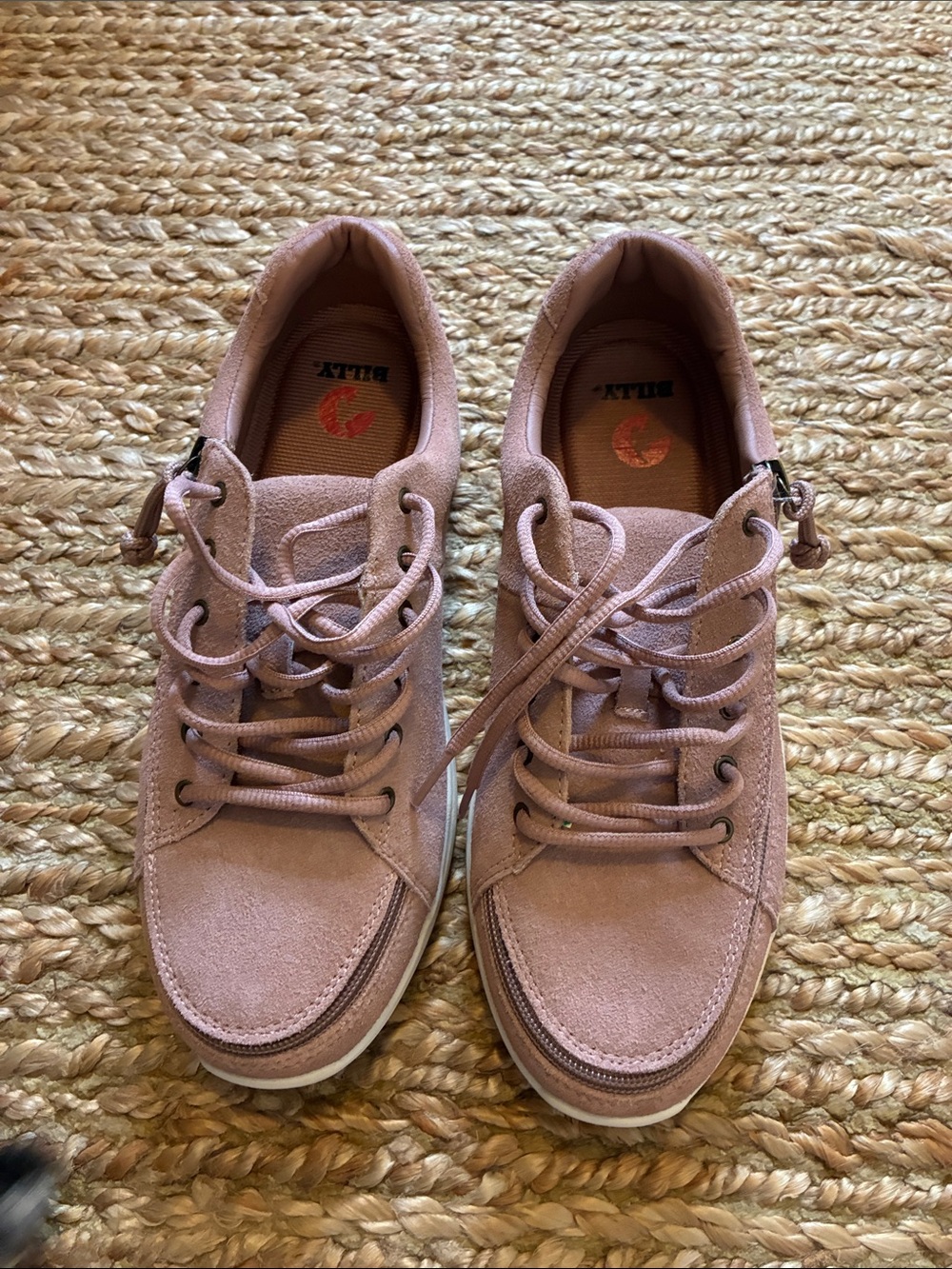 Women’s Suede Lace-Up Sneakers in Dusty Rose the size is 10 W.